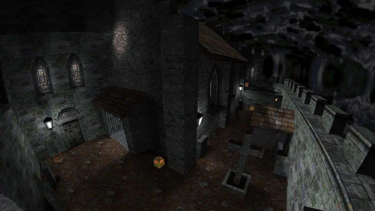 Screenshot of the QuakeWorld map schloss